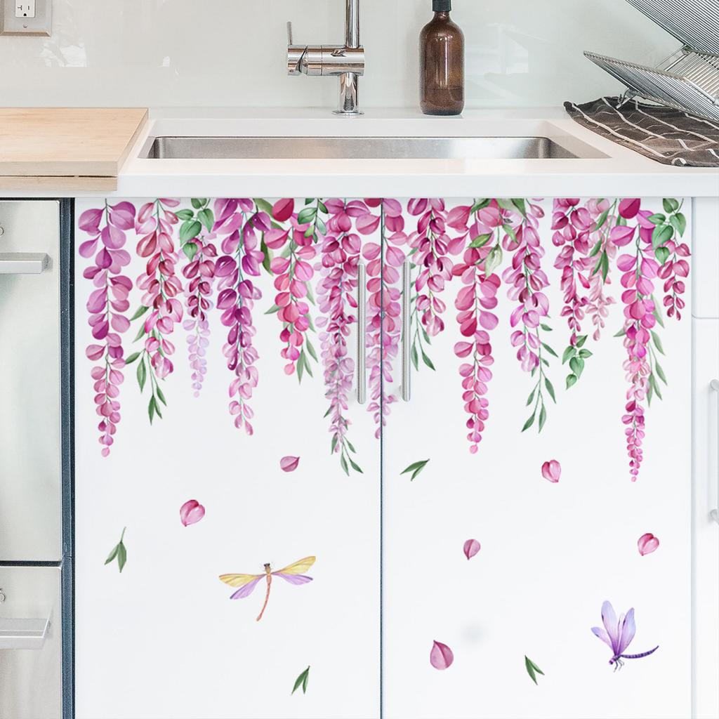 Ms7075 Цветок Фиолетовая Лоза Наклейка на Стену Гостиная Спальня Декоративная Наклейка на Стену Большое Количество Можно Обсудить