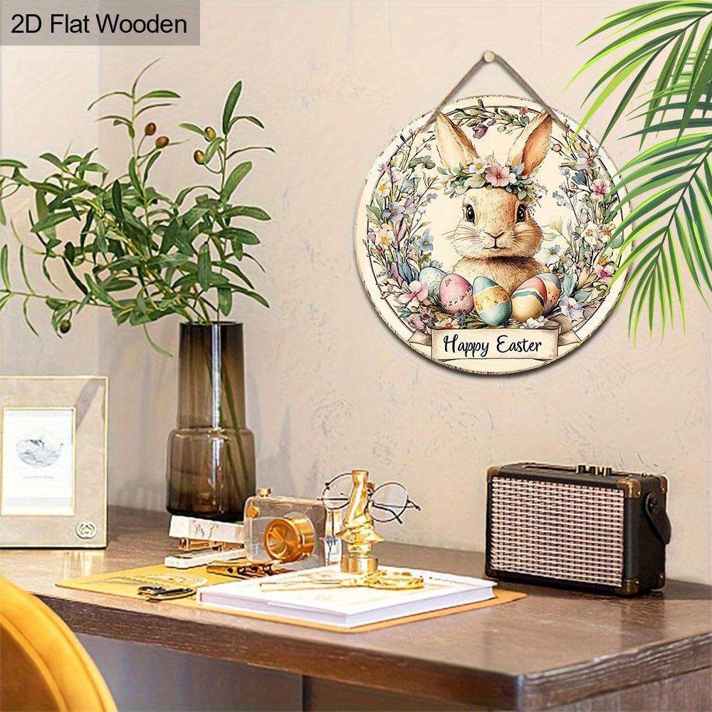 Классические пасхальные украшения, деревянное украшение - "Счастливой Пасхи", кролик, яйцо, венок - пасхальные подарки - для двери, стены, дома, комнаты, фермы, улицы, магазина
