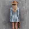 Womens Fashion Casual V-Neck Denim Mini Dress Slim Fit Daily Wear