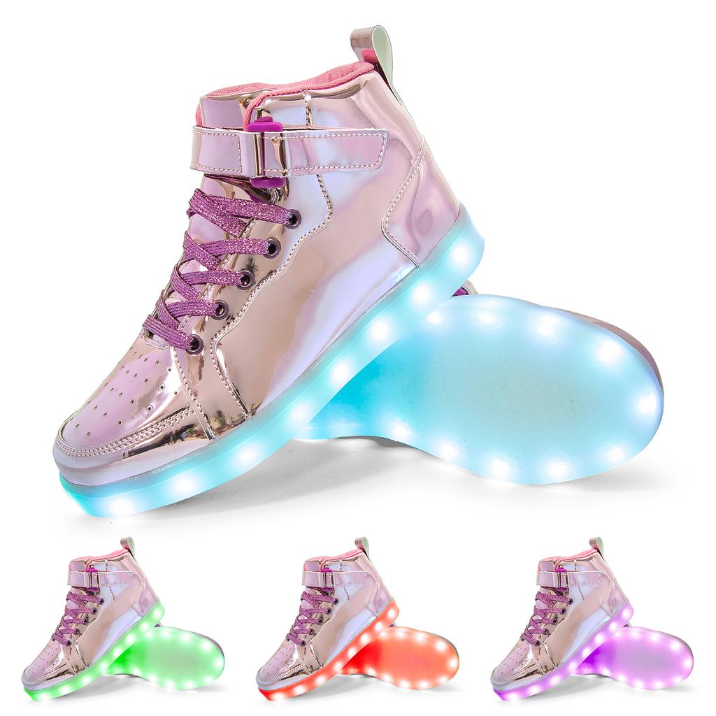 Fashion Size 25-47 USB Charging Glowing Sneakers Children Adult High Top Boots Led Casual Luminous Light Shoes for Boys Girls Men Women