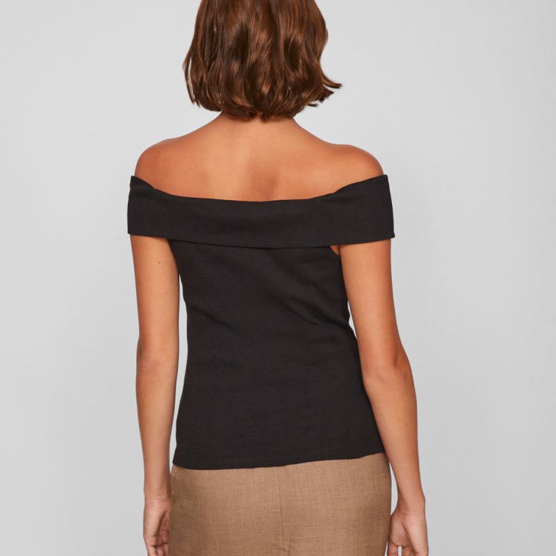 Блузки кани черные с открытыми плечами Женские VILA