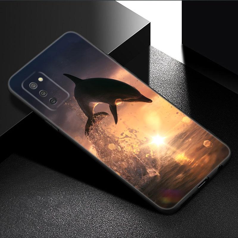Animal Dolphin Phone Case For Samsung Galaxy A01 A03 Core A04 E A02 A05 A10 A20 A21 A30 A50 S A6 A8 Plus A7 2018 Black Cover