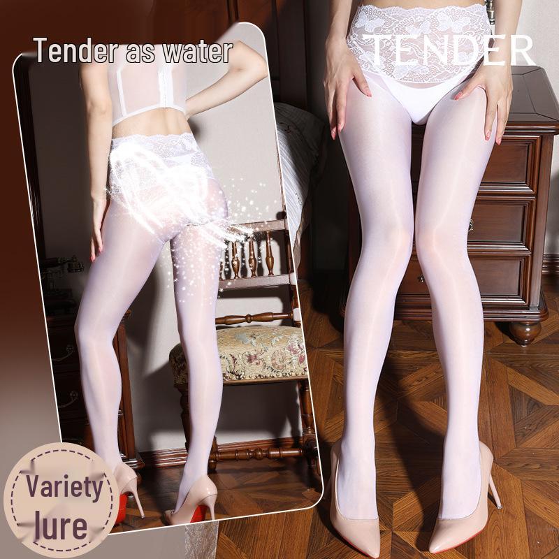 Mu Ruan Глянцевые черные колготки с кружевной отделкой - Супертонкие корректирующие колготки Аврора