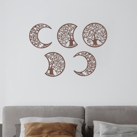 5 Pcs Black Tree Wall Decor Tree of Life Moon Phase Boho Wall Art Aesthetic Hollow-out Farmhouse Hanging Decor for Living Room