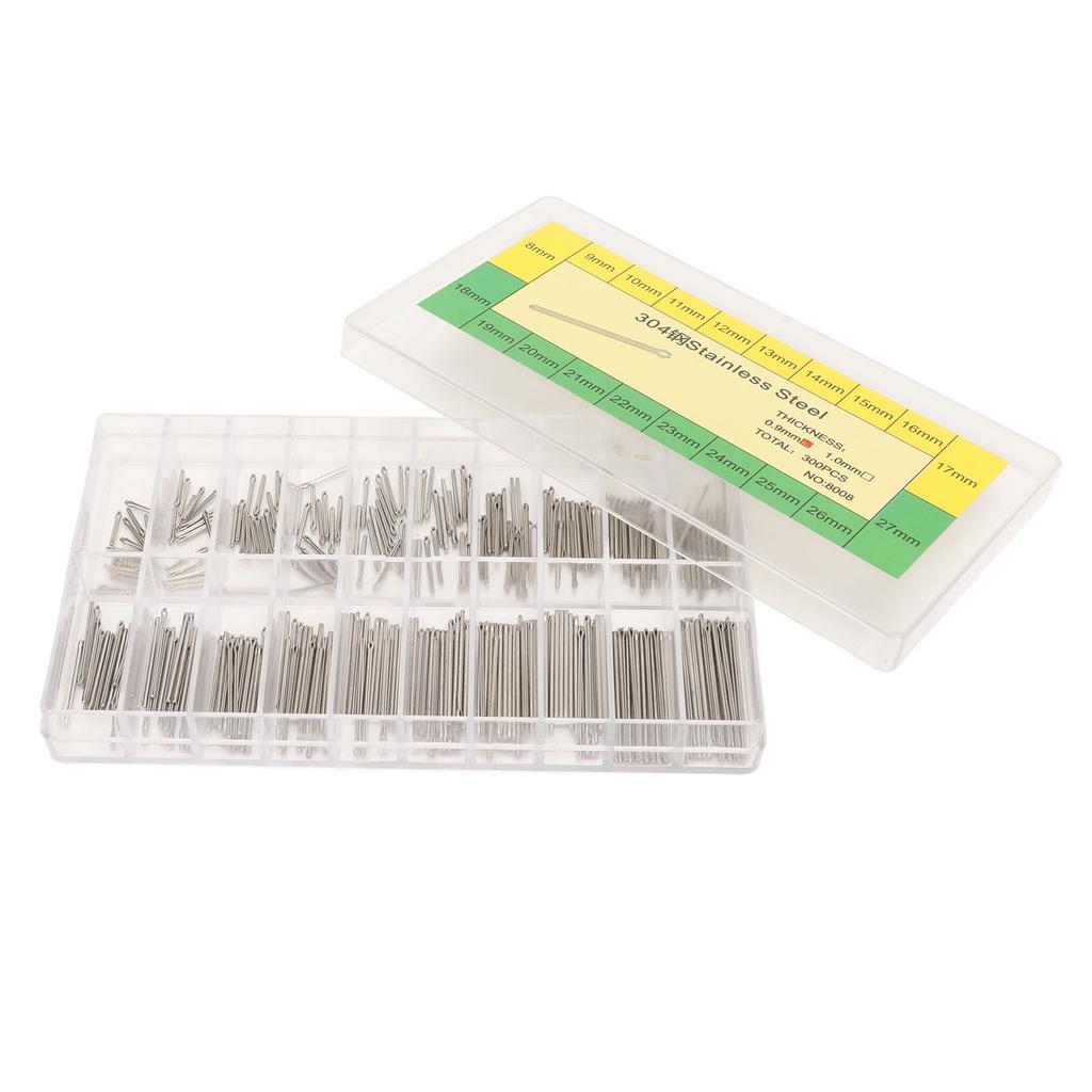300 PCS 0.9mm Watch Band Link Cotter Stainless Steel Watch Band Strap Link Pins Assortment