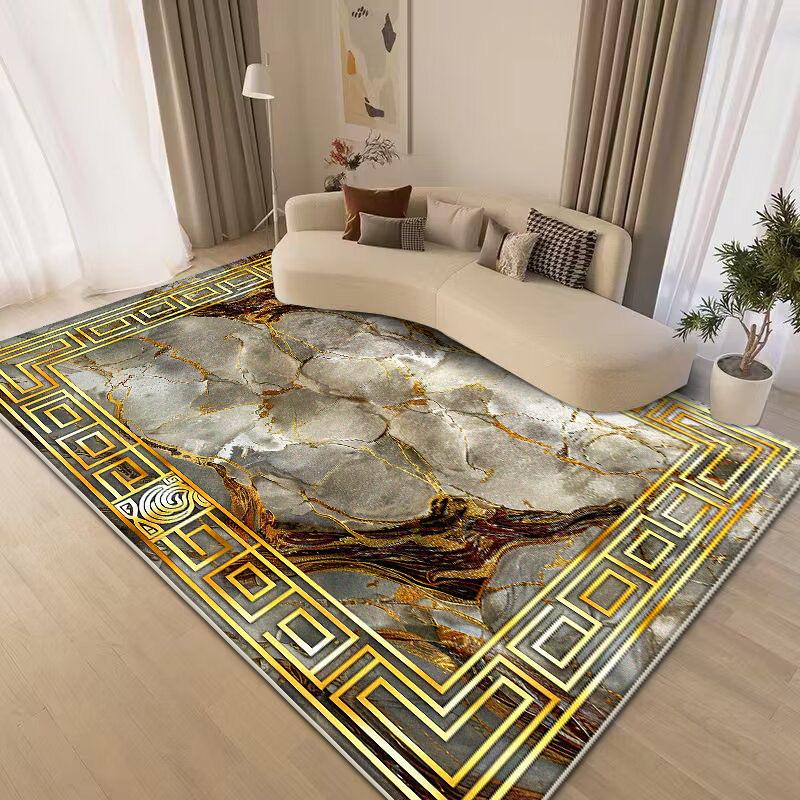 Large Area Golden Rugs for Living Room Nordic Style Decoration Sofa Area Carpet Home Bedroom Decor Cloakroom Floor Mat Non-slip