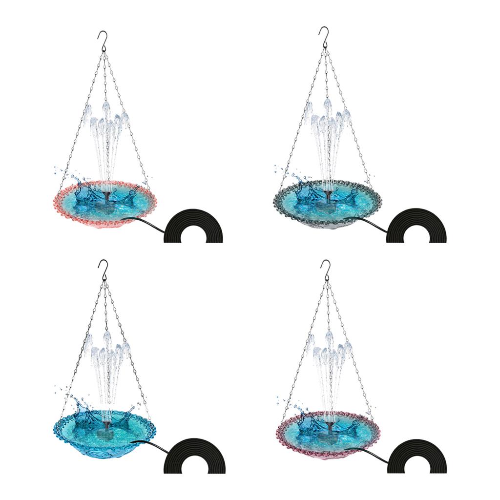 Yousheng Bird Bath с фонтаном, подвесная кормушка для птиц, миска для птиц, уличная ванна для птиц с фонтаном, работающим от USB, для сада, заднего двора, патио, крыльца