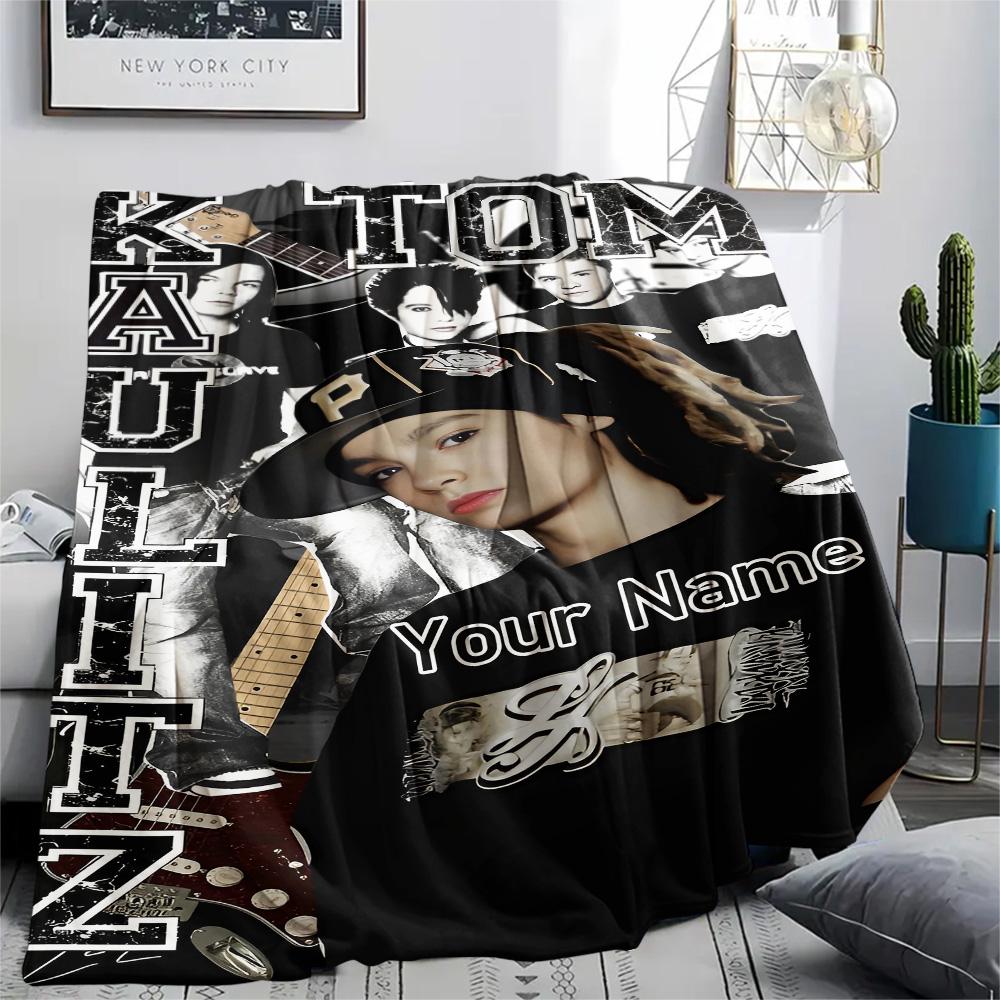 1PC Custom Name Tom Kaulitz Patterned Flannel Blanket Suitable For All Seasons for Home Decor Warmth and Comfort Gifts Holiday Present -HE221