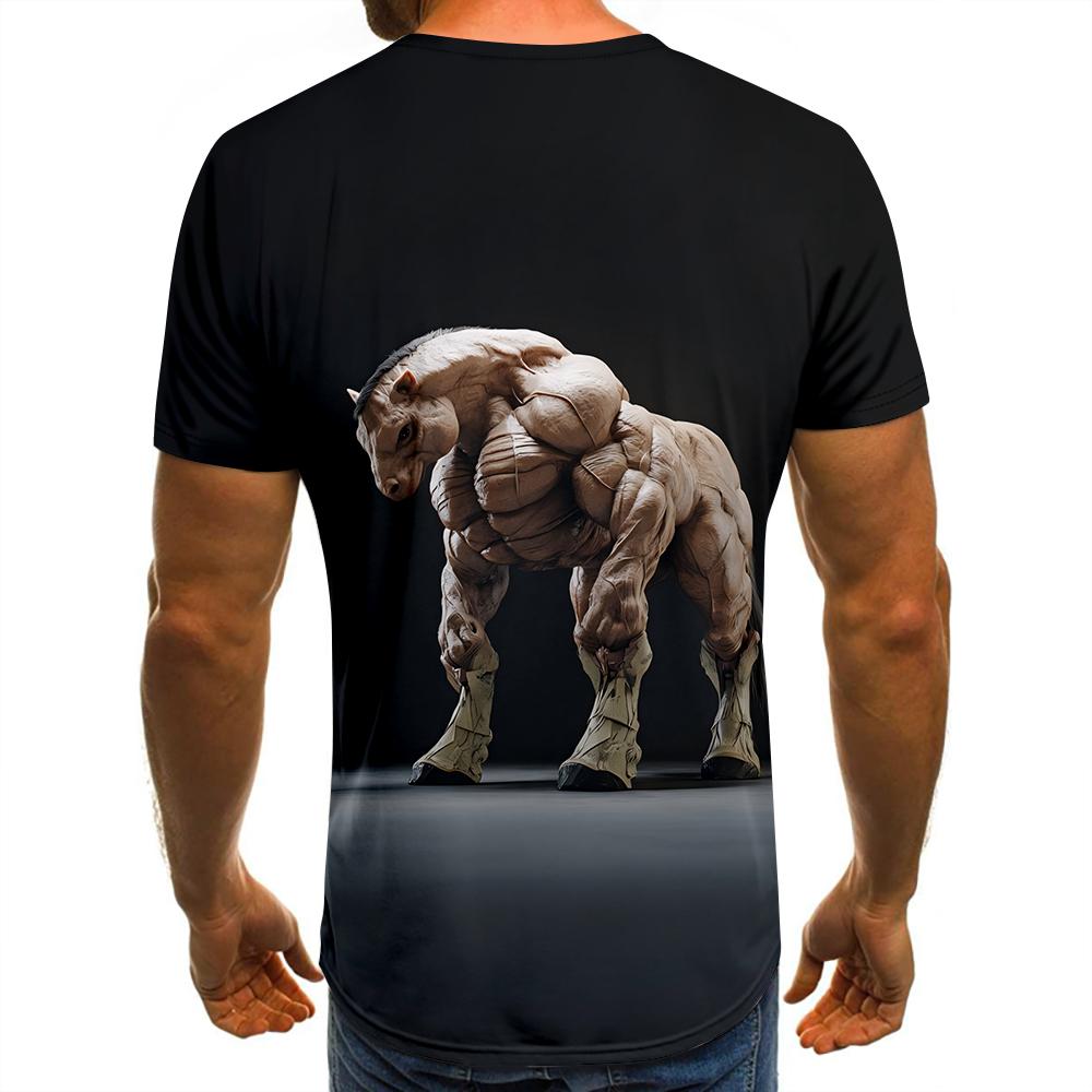 Летний топ с круглым вырезом и принтом в виде 3D мускулистых животных, модные повседневные футболки с короткими рукавами для мужчин
