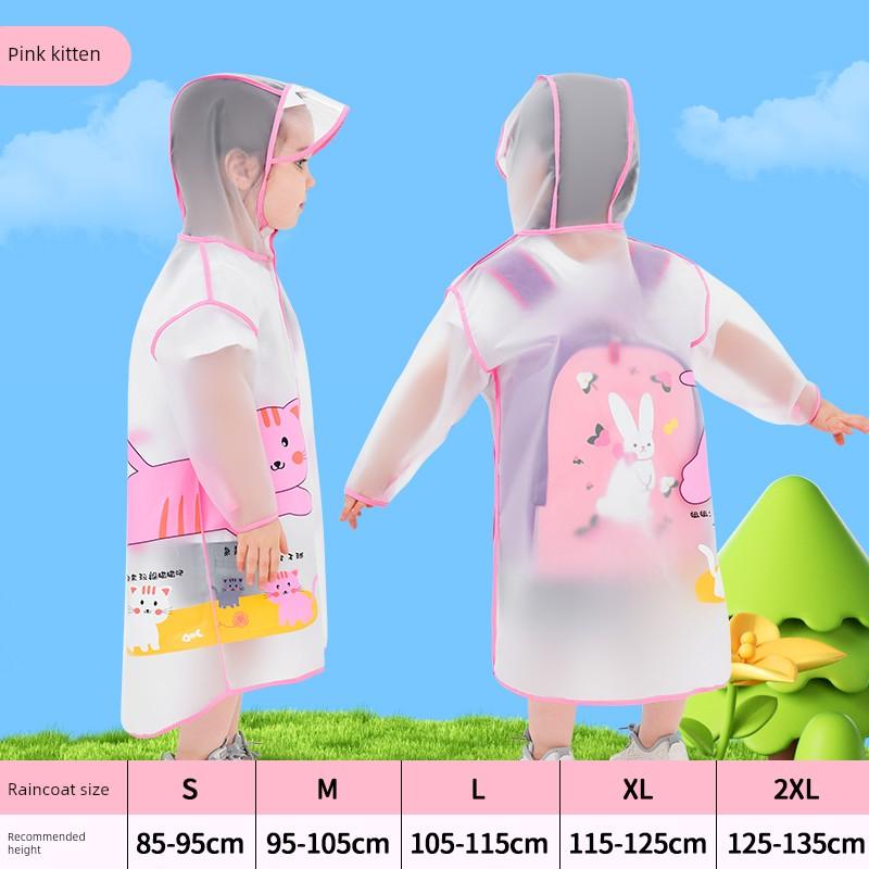 Children's Raincoat for Boys and Girls, Kindergarten School Rainwear, Transparent Cute Poncho-Style Raincoat for Toddlers and Students