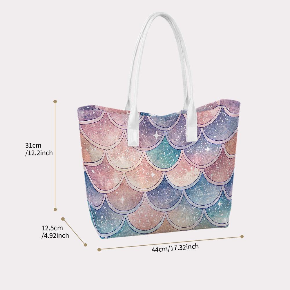 Gradient Mermaid Scale Tote Bag Casual Fashion Shoulder Bag for Daily Commute