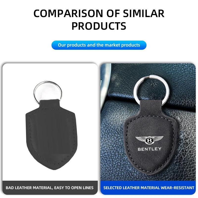 Leather Car Logo Keychain Keyring Key Chain Pendant Men Women Gifts for New Bentley Flying Spur Continental GT Bentayga Mulsanne 21A