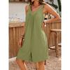 Summer New Solid Color V-neck Loose Pocket Sleeveless Jumpsuit