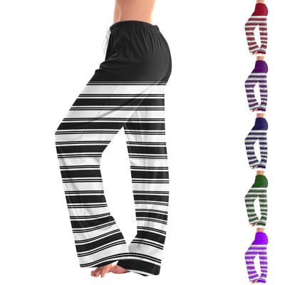 Женские пижамные штаны, одежда для сна, повседневные брюки с эластичной резинкой на талии, удобные прямые свободные брюки для йоги