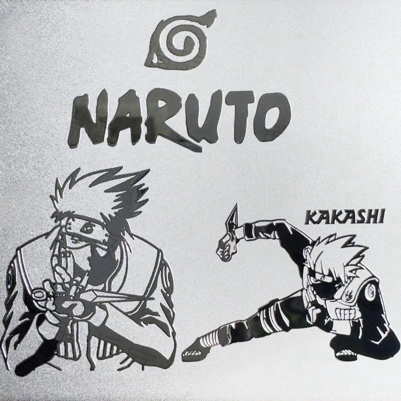 Naruto Metal Stickers Anime Figure Kakashi Uchiha Sasuke Hinata Sakura Metal Stickers DIY Phone Shell Headset Laptop Paster Toy