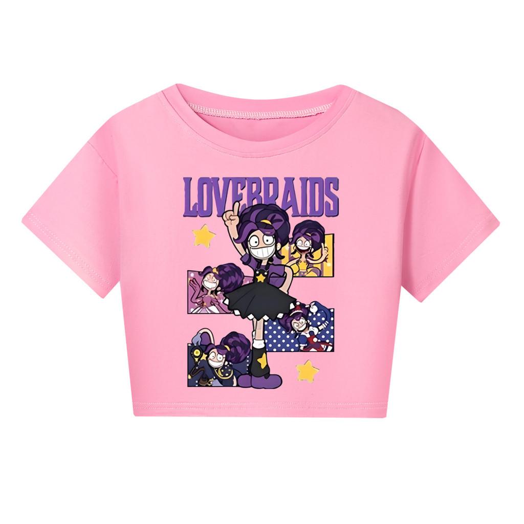 5601 Kids Girls Print Short Style Cute T-Shirt