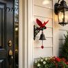 Unique Housewarming Present Red Bird Wall Mounted Doorbell, Resin Garden Hanging Bell, Outdoor Gift for Loved Ones Weatherproof Ornament Farmhouse