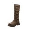 Cowhide New Letter Leather Boots Women's Cigarette Boots Foreign Style Thin Short Boots Women's Small Thick-soled Martin Boots