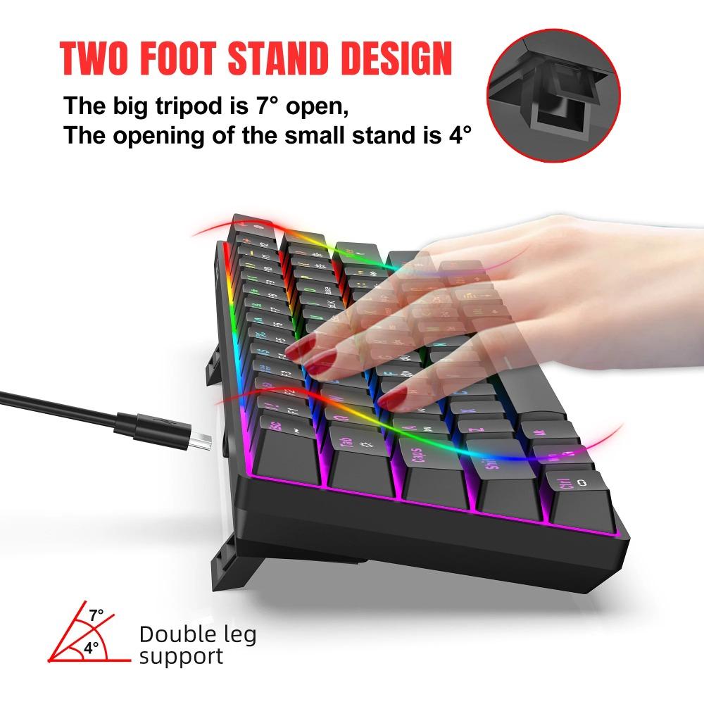 V900 61 Keys Wired Mechanical Gaming Keyboard, Red Switch, RGB Backlit, Ultra-Compact Mini Portable Hot-Swappable Keyboard