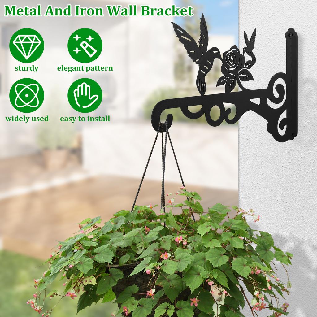 2 Pcs Hanging Plant Bracket Wall Hanging Hook 10 Inches Iron Plant Hanger Wall Plant Hanger for Garden Lantern Light Bird Feeder