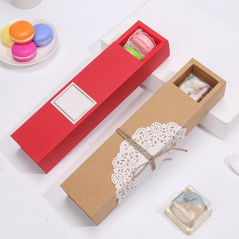 WTEMPO 10PCS Retro Kraft Paper Drawer Style Baking Cookie Boxes Macaron Candy Chocolate Pastry Packaging Gift Boxes