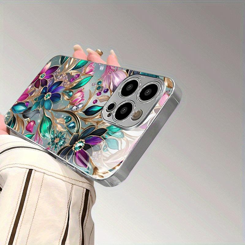 Роскошный цветной чехол для телефона с цветочным узором, гальванизированный, для Samsung Galaxy S25 S24 S23 Ultra Plus FE, защитное стекло