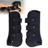 2pcs Horse Leg Boots PU Neoprene Protective Adjustable Horse Secure Boots for TendonBlack Front