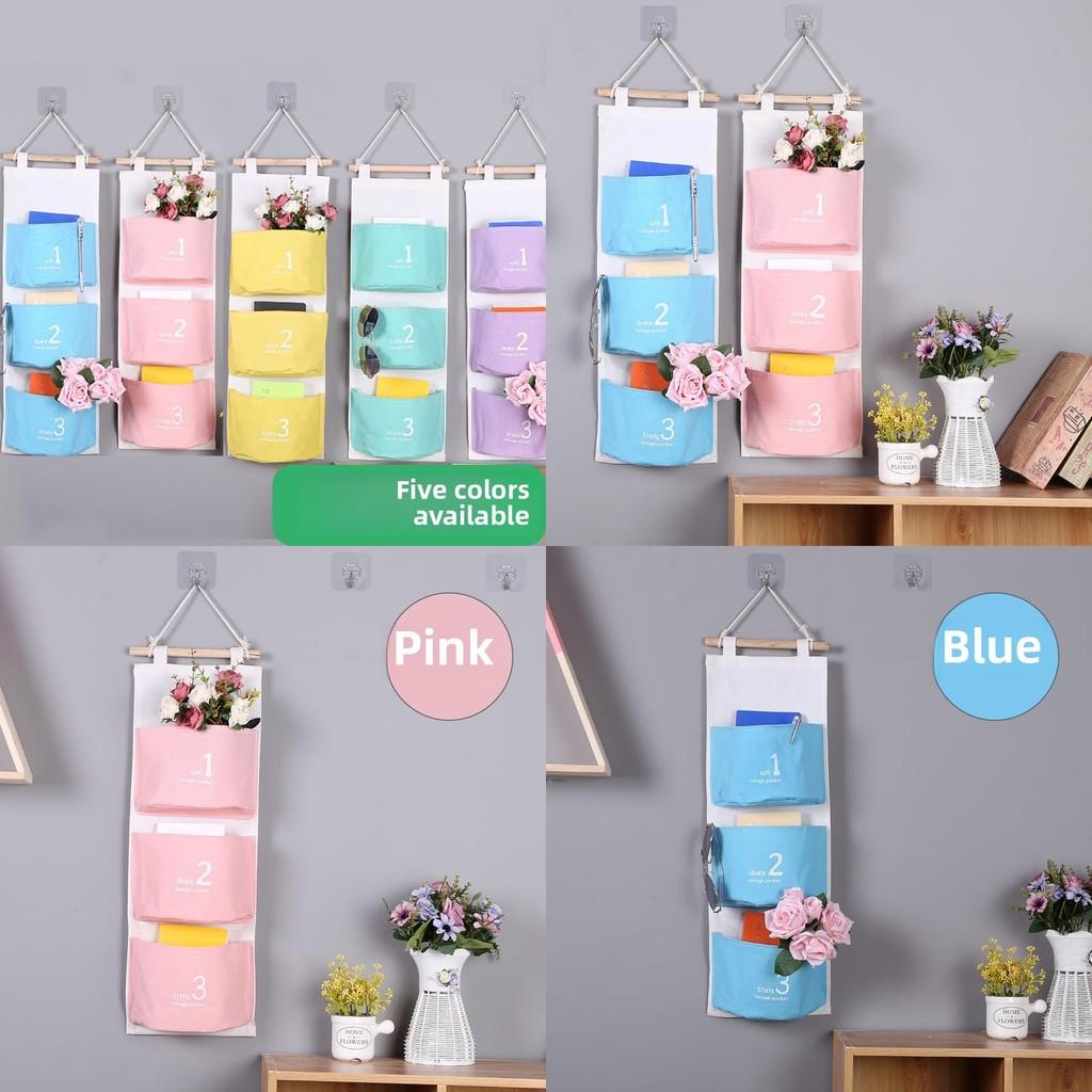 Креативный органайзер для хранения из льна и хлопка с 3 карманами, домашний декор, сетка для мелочей