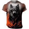 Summer Vintage Casual Men  T-shirt 3D Animal Print Wolf Graphic Short Sleeve Oversized Everyday Breathable Quick Drying Clothing