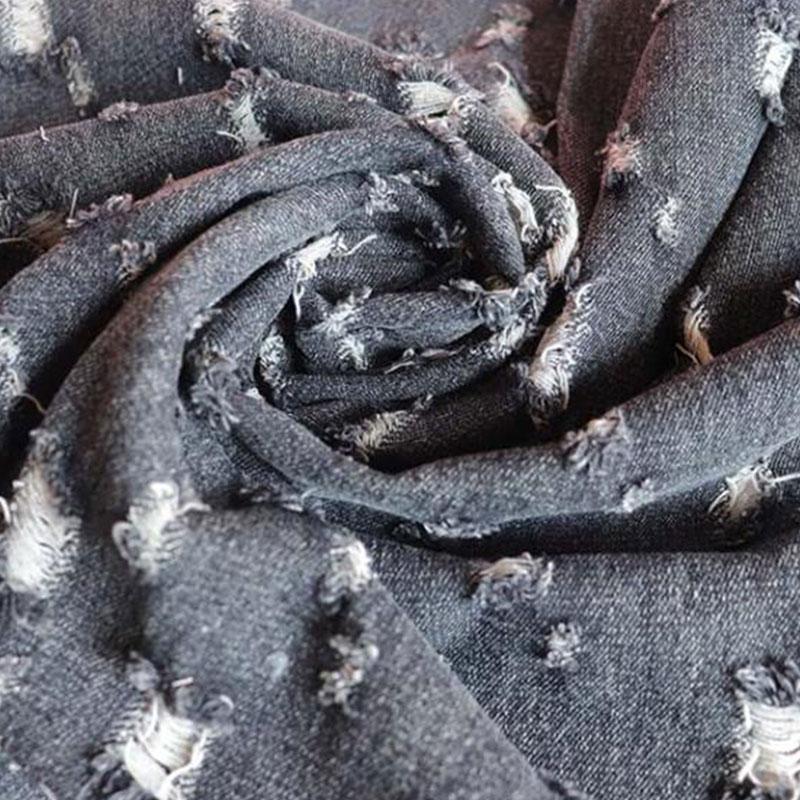Винтажная синяя джинсовая ткань с прорезанными отверстиями для пошива брюк, курток, блейзеров, модная джинсовая ткань, материал для пошива одежды своими руками