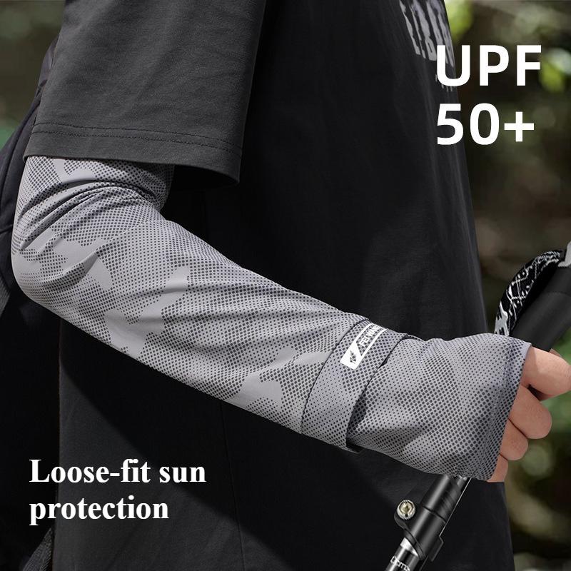 Men's Summer Sun Protection Ice Silk Arm Sleeves, Extended & Wide, Plus Size Loose Fit, Camouflage Sun Protection Ice Arm Sleeves