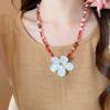 Beaded Shell Flower Necklace Boho Ocean Style Neck Chain Childishness Stone Pendant Necklace  Party