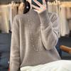 Женский свободный кашемировый свитер с полувысоким воротником Zeng Li - Утолщенный осенне-зимний вязаный пуловер