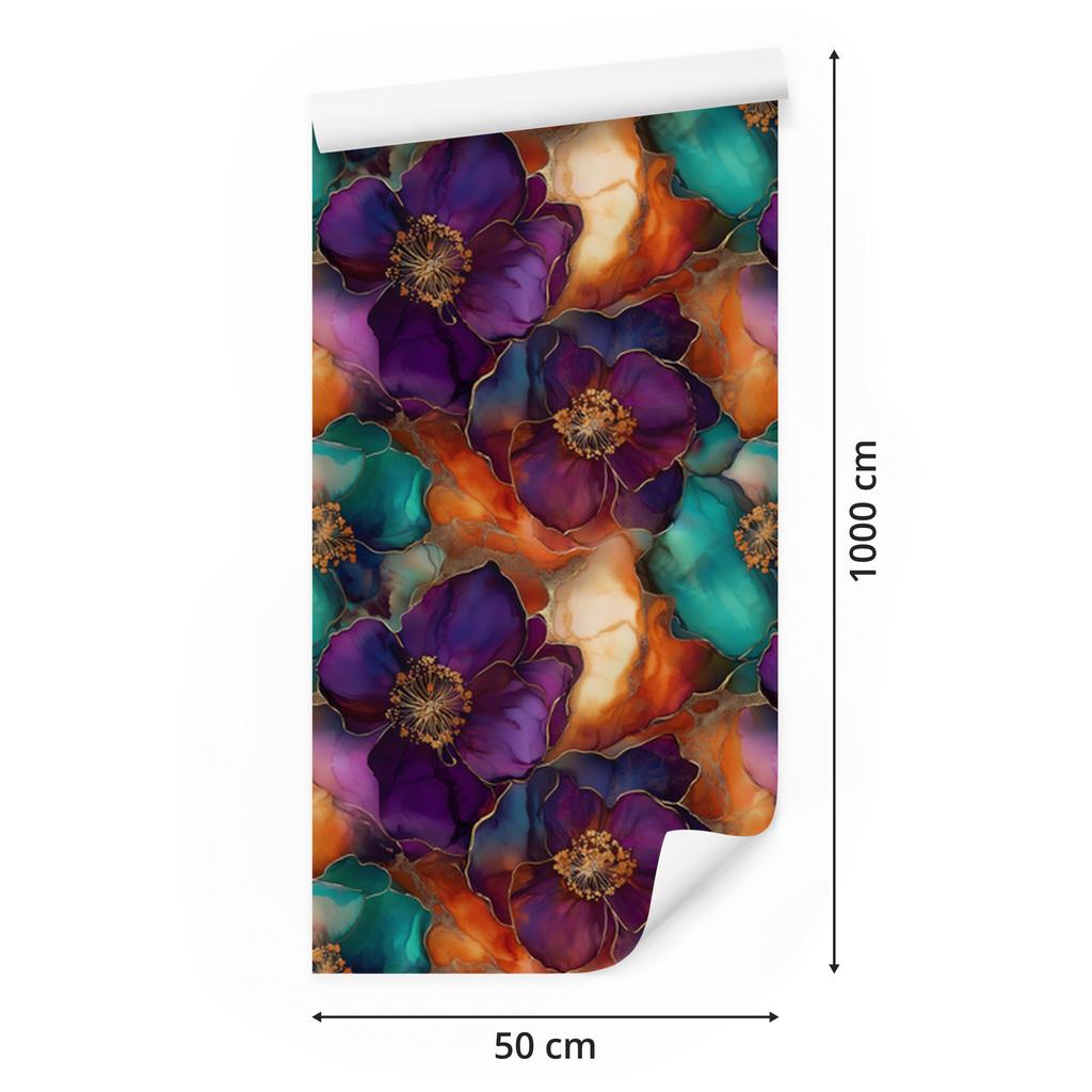 Ink Plum and Orange Wallpaper for Living Room and Bedroom 50x1000