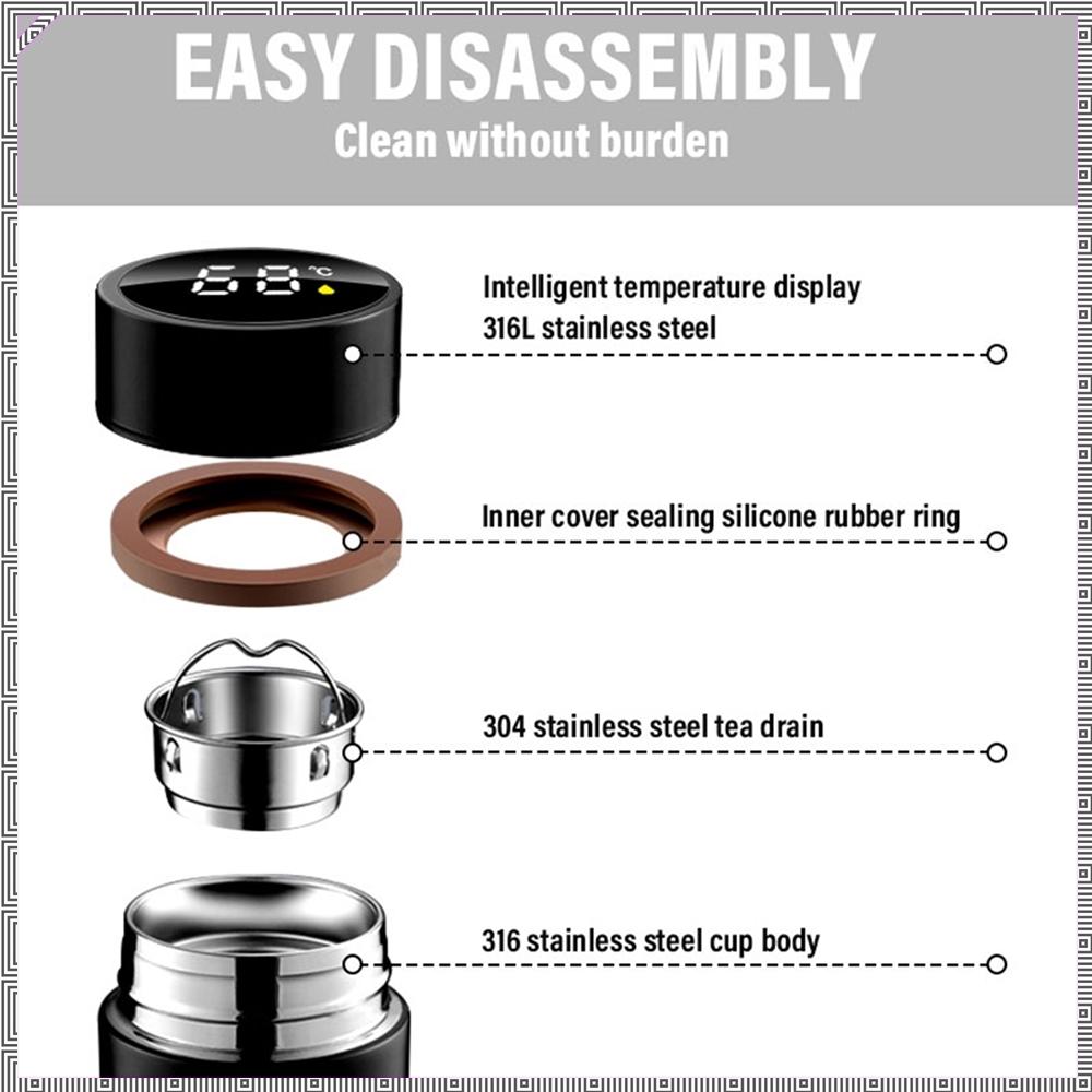 1pc 304 Stainless Steel Intelligent Temperature Display Thermos Water Bottle Cover For Peugeot 206 307 308 Hub Cap Accessories