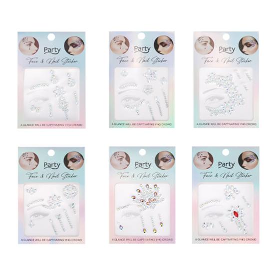 Наклейки на лицо и глаза для женщин, самоклеящиеся стразы, макияж, татуировки, наклейки для ногтей для украшения вечеринки на Хэллоуин