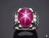 6 Ray Pink Star Sapphire Ring, 925 Sterling Silver, Vintage Style Jewelry, September Birthstone, Flash Light Star Sapphire