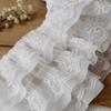 12 см Ширина Белый Черный Три Слоя 3D Плиссированная Сетка Шифон Вышитая Оборка Отделка DIY Платье Одежда Воротник Швейный Декор
