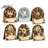 Snowman Santa Elk Craft Kits DIY Christmas Card Kit, 3D Pop-Up Faux Pearl Art Kit Wreath Card, Handmade Xmas for Family And Friends Projects