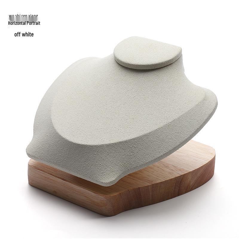 Digu Подставка для ожерелья в виде горизонтального бюста из массива дерева и микрофибры