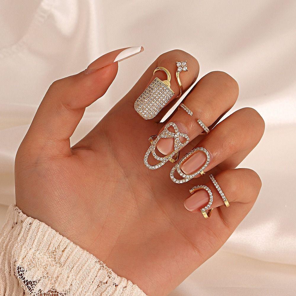 Open Heart Nail Ring Skull Butterfly Nail Art Ring Trendy Eyes Manicure Ring  Overlay