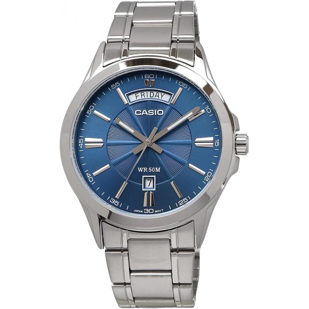 CaSio Men S Analog Quartz Watch Metal Band Blue Mtp 1381d 2av