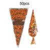 50pcs Halloween Gift Packaging And Storage Cone Bags Ice Cream Triangle-shape Pumpkin Candy Bags OPP Bag Package Food Pocket TMZ