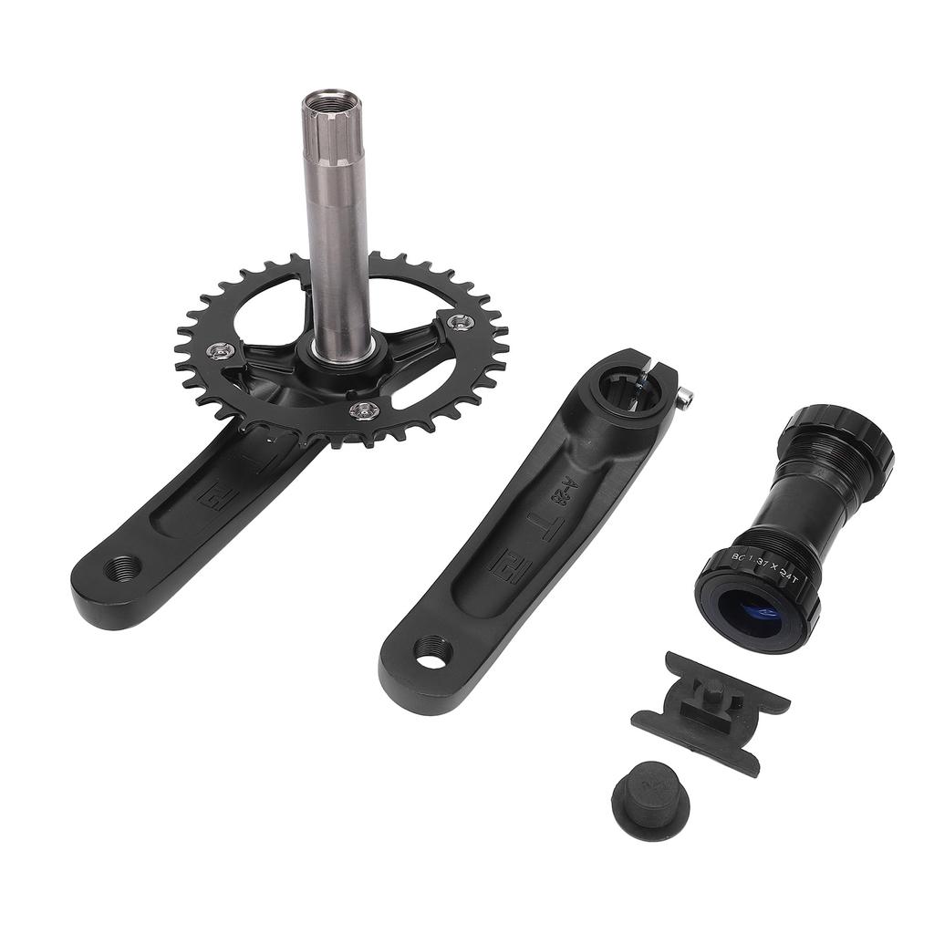 Kids Cycle Crankset with Bottom Bracket Hollow Integrated BCD104mm 34T Aluminum Alloy Cycle Chainring Crank Arm Set