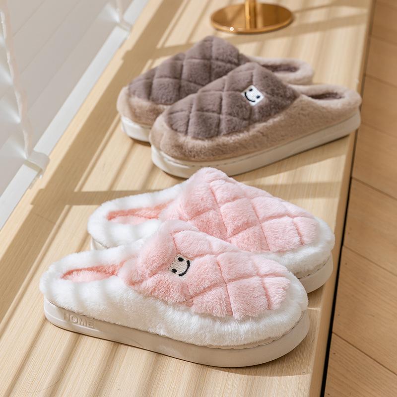 Ананасовые хлопковые тапочки осень-зима 2025 новые домашние комнатные теплые пушистые плюшевые туфли на платформе