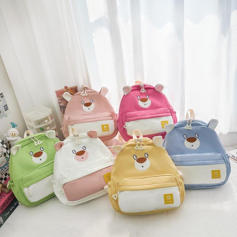 Children Bear Little Backpack Zipper Design Adjustable Shoulder Straps Schoolbag