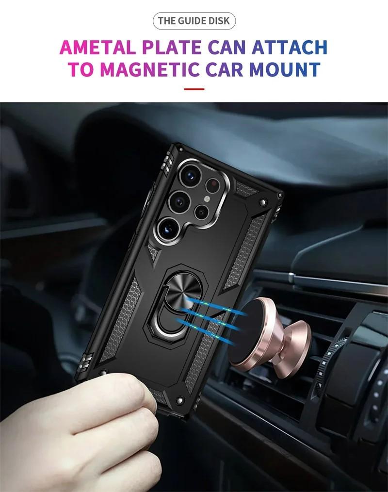 Premium Armor Shockproof Case for Samsung Galaxy S25 S24 S23 S22 S21 S20 Ultra Plus FE Note 20 Ultra Plus Guard Kickstand Cover
