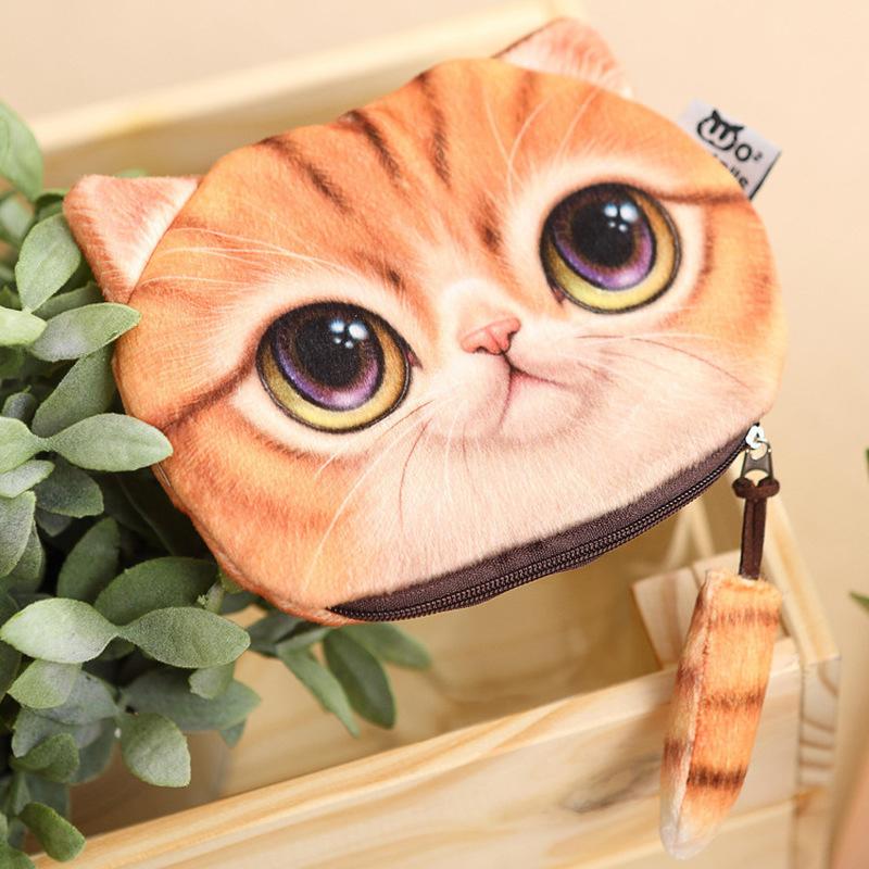Lovely 3D Print Cat Tail Coin Bag Handbag Women Girls Cute Cat Coin Wallet Kawaii Purse Mini Bag