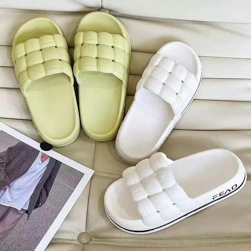 2025Women's New Slippers Fashion Hollow Design Platform Slippers Soft Sole Home Shoes Leisure Non-slip Outdoors Women Shoes