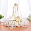 Wedding Supplies Rhinestone Basket Lace Bamboo Flower Basket Portable Small Flower Basket